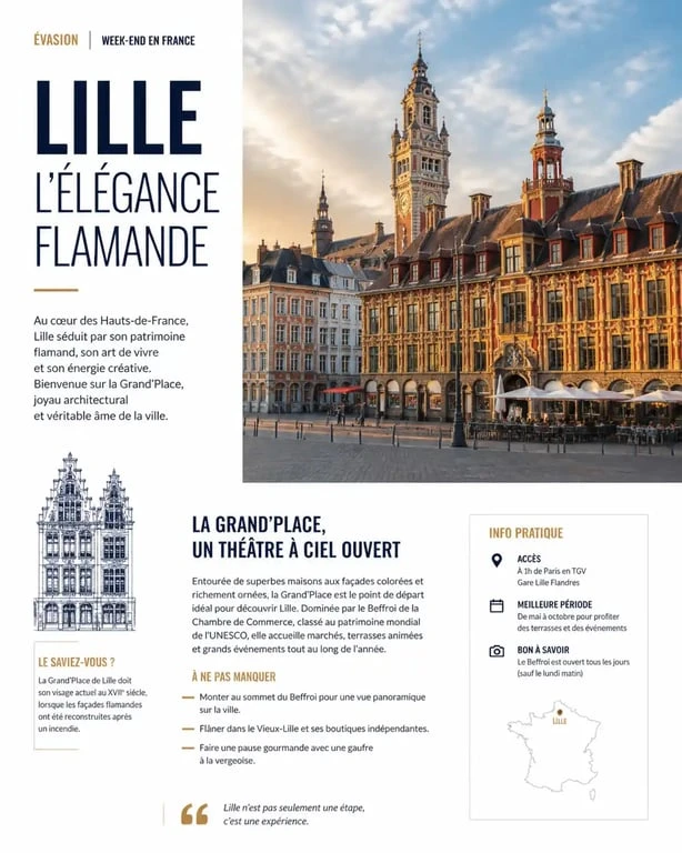 Que faire ce week end à Lille : vue sur la Grand'Place et l'architecture flamande