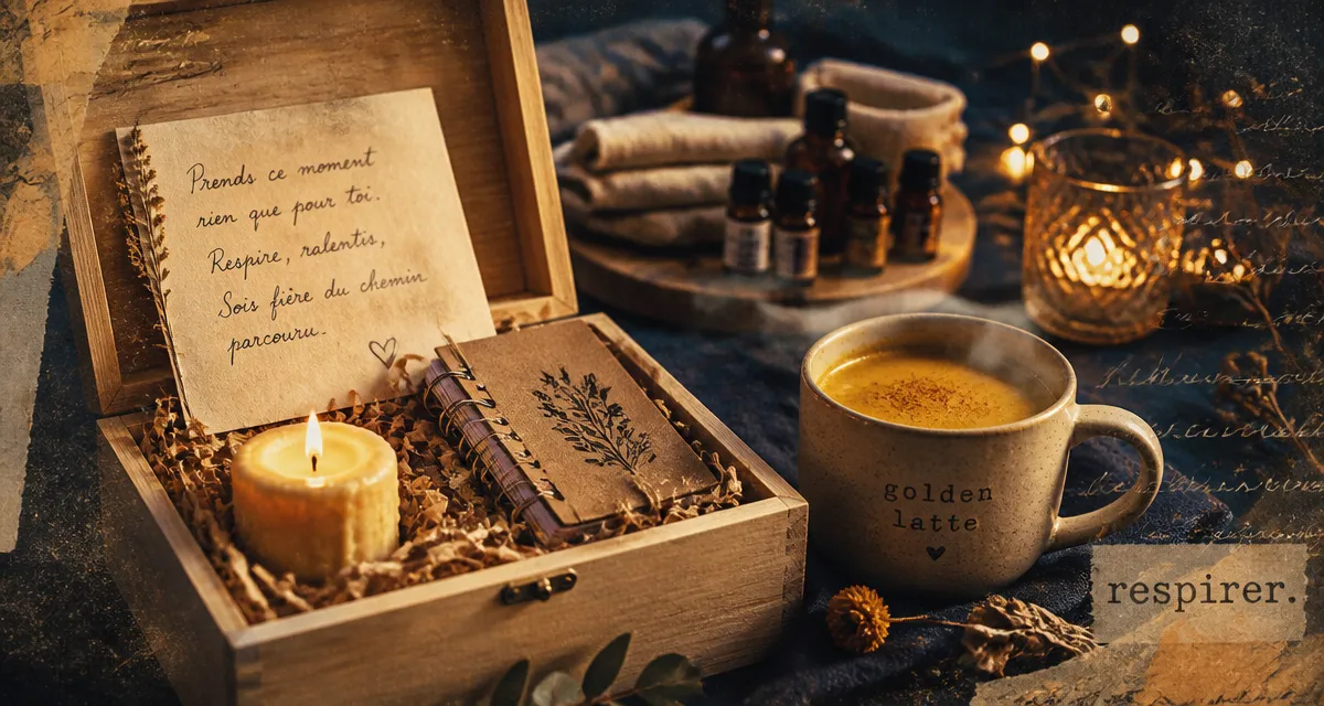 Idée saint valentin : coffret cadeau artisanal, bougie et golden latte