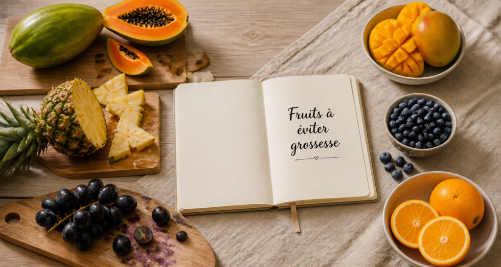 les 3 fruits à éviter pendant la grossesse sur une table