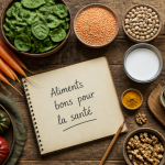 aliments bons pour la santé sur table