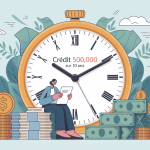 illustration du credit 50000 sur 10 ans avec horloge et documents