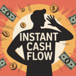 instant cash flow illustration silhouette pièces billets