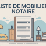 illustration liste mobilier notaire exemple sur table