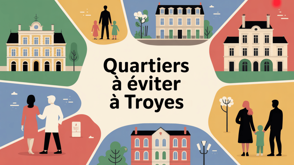 Troyes quartiers à éviter, carte stylisée avec ambiance