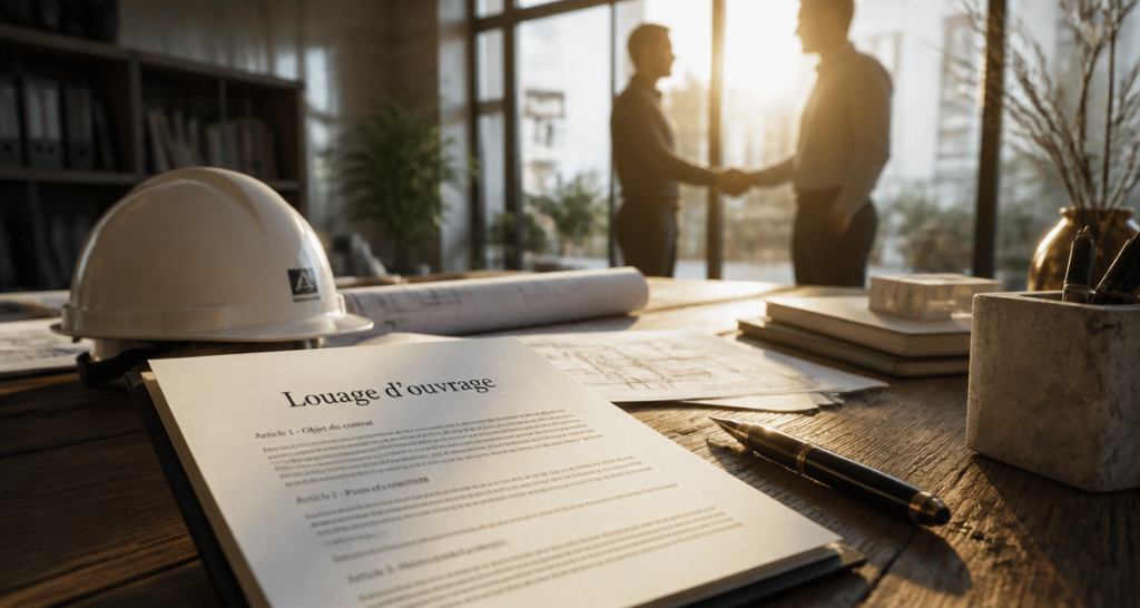 contrat de louage d'ouvrage sur table architecte