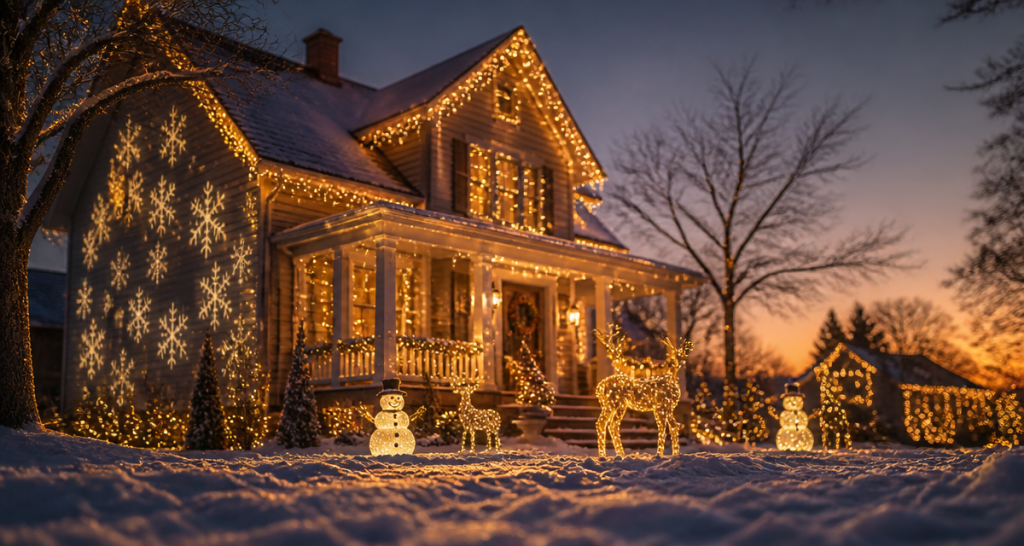 decoration noel exterieur maison guirlandes led