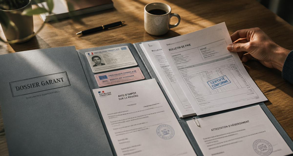 dossier pour location garant sur table avec documents