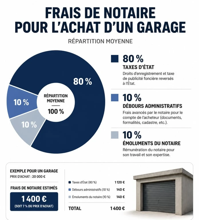 Décomposition des frais de notaire pour l'achat d'un garage ou box de stationnement