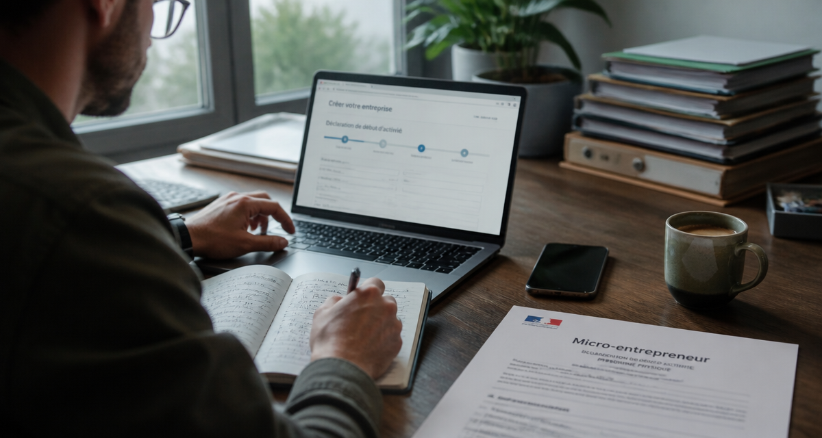 micro entrepreneur ou auto entrepreneur travaillant sur ordinateur