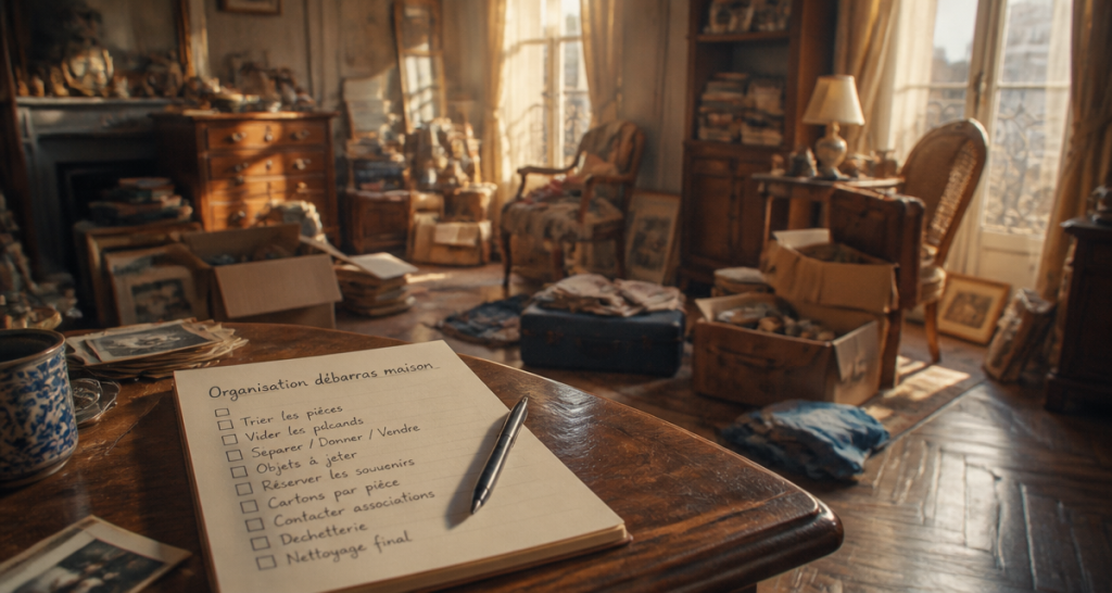 Vider maison salon en désordre checklist
