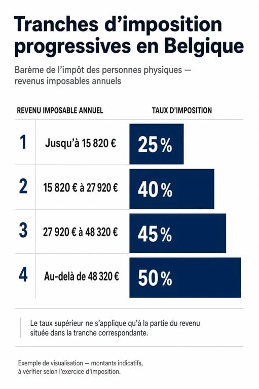 Infographie des tranches d'imposition en Belgique pour les français