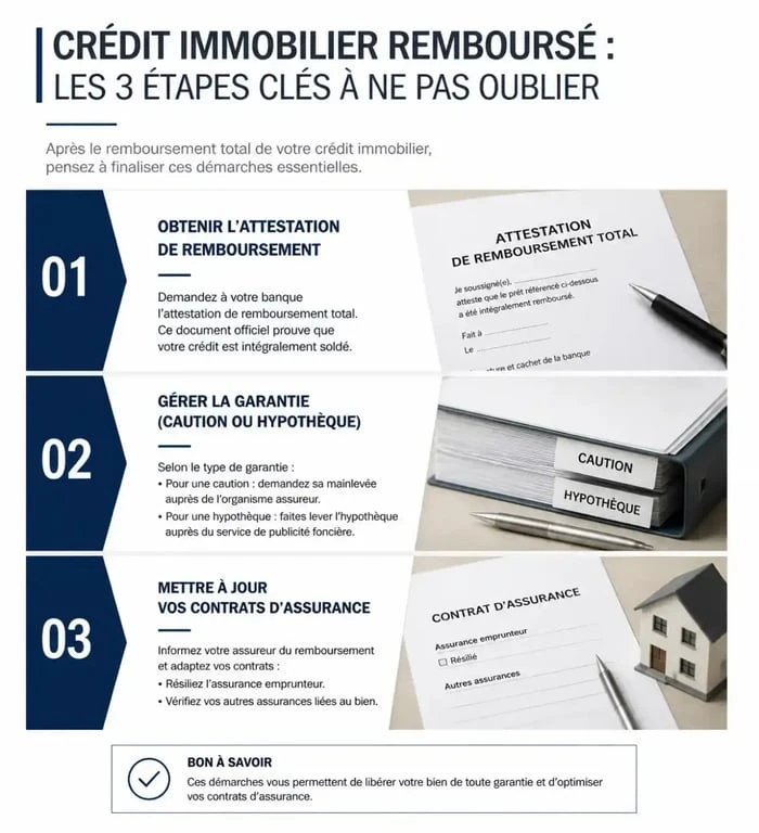 Étapes clés après avoir fini de payer son crédit immobilier : démarches administratives et juridiques.