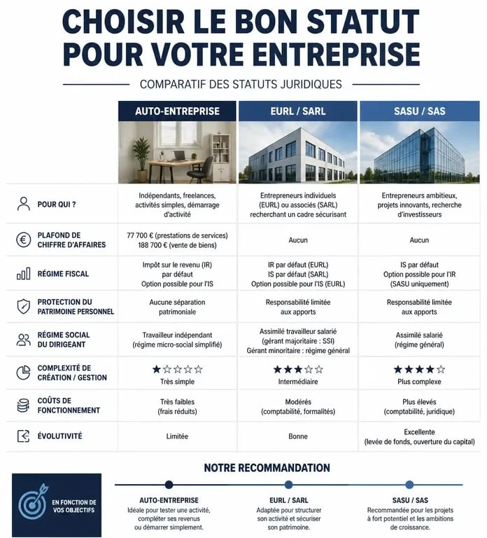 Comparatif des statuts juridiques pour une société de services