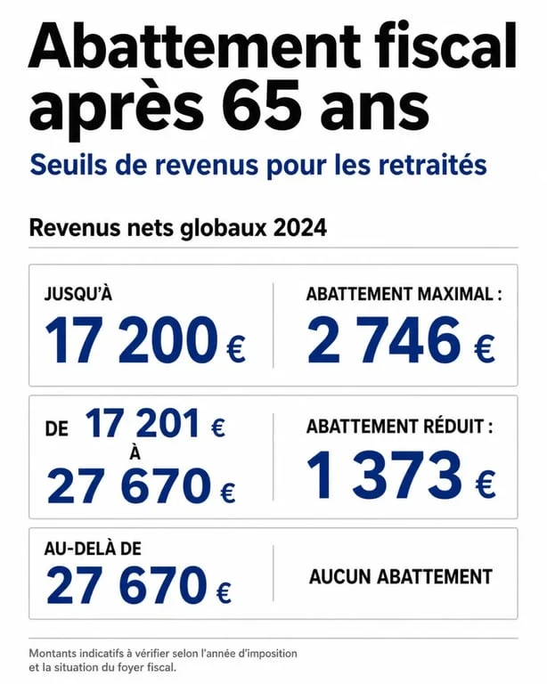 Tableau récapitulatif des seuils de l'abattement fiscal pour les retraités modestes de plus de 65 ans