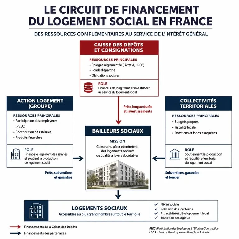 Schéma du circuit de financement des logements sociaux en France