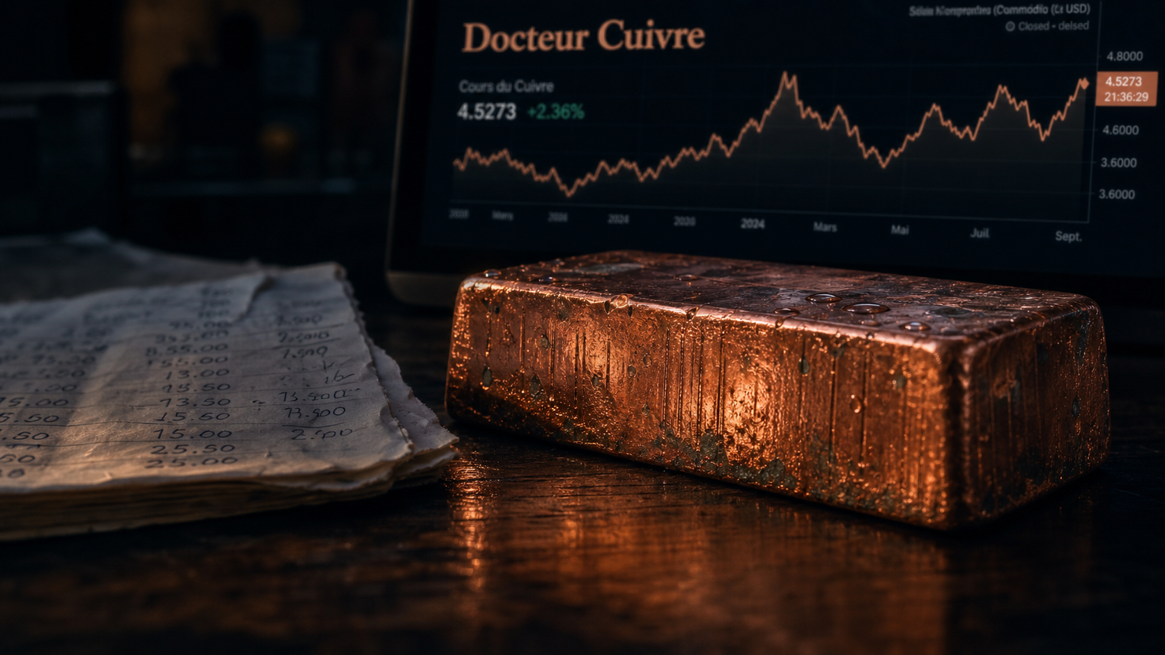 Investir dans le cuivre : lingot de cuivre, graphique et risques du métal physique