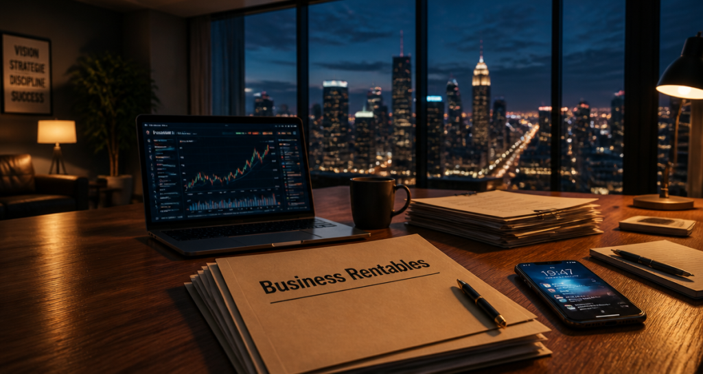 Les business les plus rentables au monde, bureau moderne, graphique financier