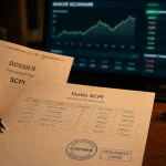 Vendre SCPI : dossier et relevé de vente sur table