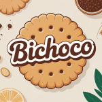 Biscuit Bichoco entouré d'ingrédients chocolat et blé