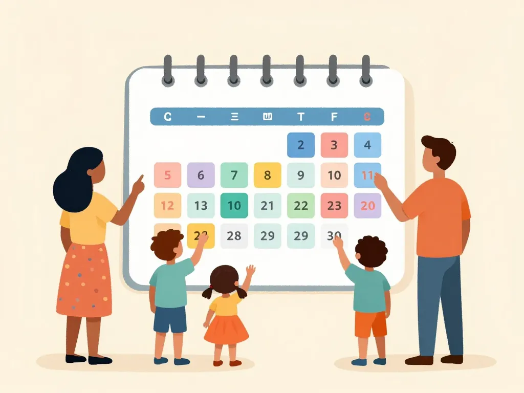 calendrier familial à imprimer famille réunie autour du calendrier