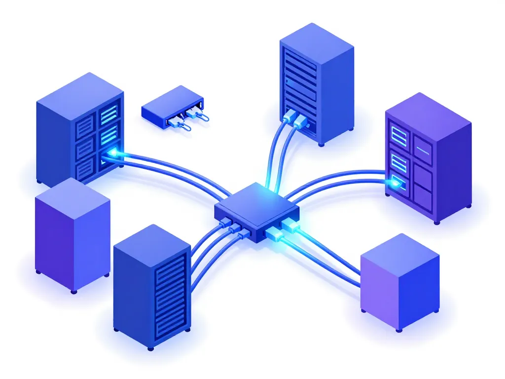 Schéma des jarretières fibre reliant serveurs et switches