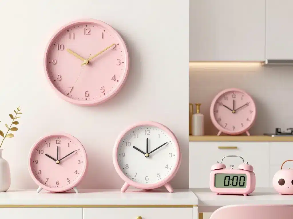 scène horloge rose murale réveil numérique