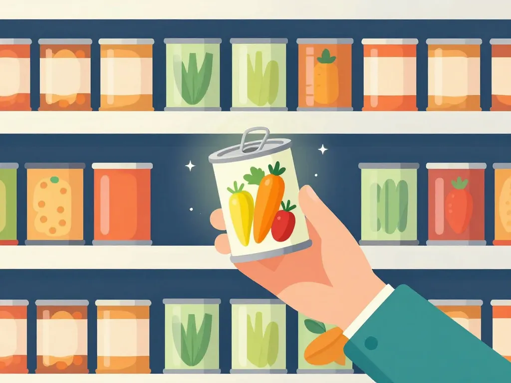 choix de légumes en boîte de conserve dans un rayon de supermarché