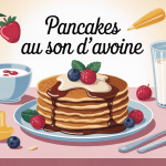 illustration pancakes son d'avoine avec yaourt et fruits