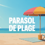 Scène de plage avec parasol plage moderne et mer