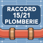 Illustration raccord 15/21 plomberie sur fond bleu