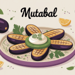 Illustration de mutabal purée d’aubergines au tahini dans un plat levantin