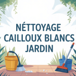 Nettoyer cailloux blancs javel jardin illustration vectorielle