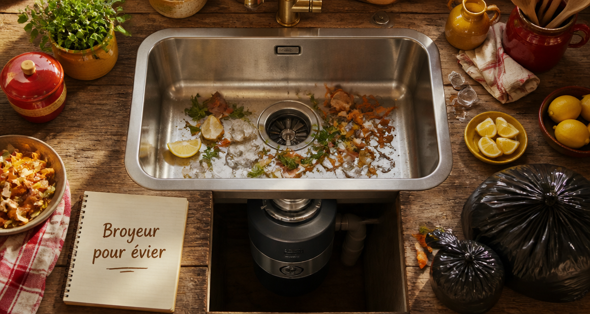 broyeur pour evier sous évier inox avec déchets