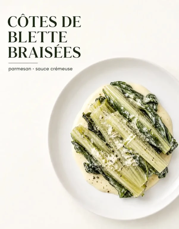 Côtes de blette braisées au parmesan dans une assiette, cuisson parfaite et gourmande