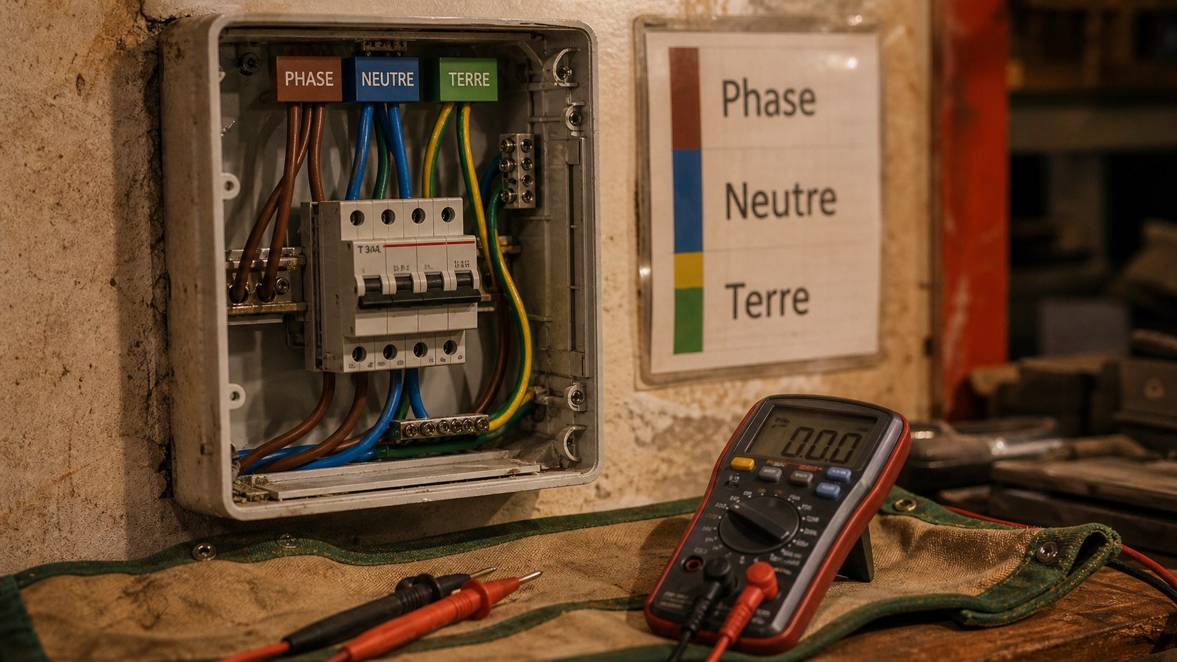 Phase neutre et terre : 0 V et 230 V, erreurs dangereuses sur prise ouverte