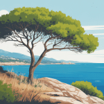 arbre sentier de tire poil surplombant mer Méditerranée