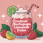 cocktail barbapapa limonade fraise verre mousse fraises ambiance fête