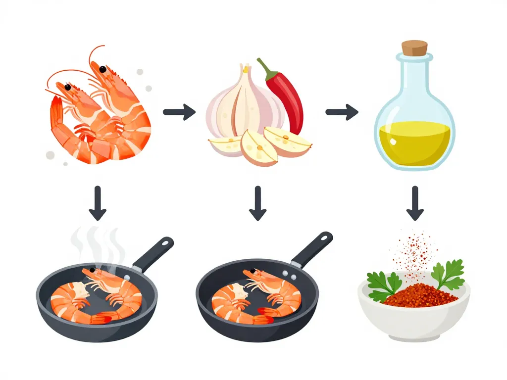 étapes gambas à l’ail recette espagnole cuisson