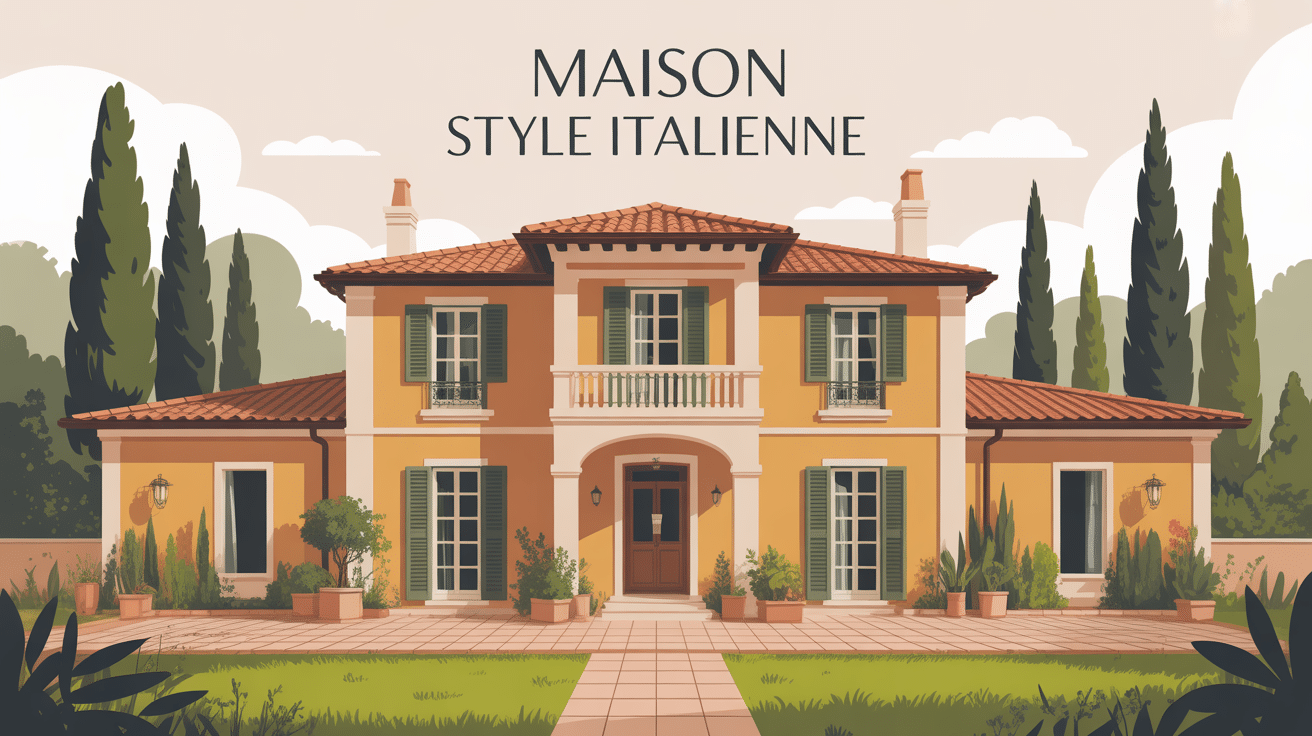 maison style italienne façade ocre et jardin méditerranéen