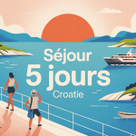 Illustration séjour 5 jours Croatie îles ferry mer Adriatique