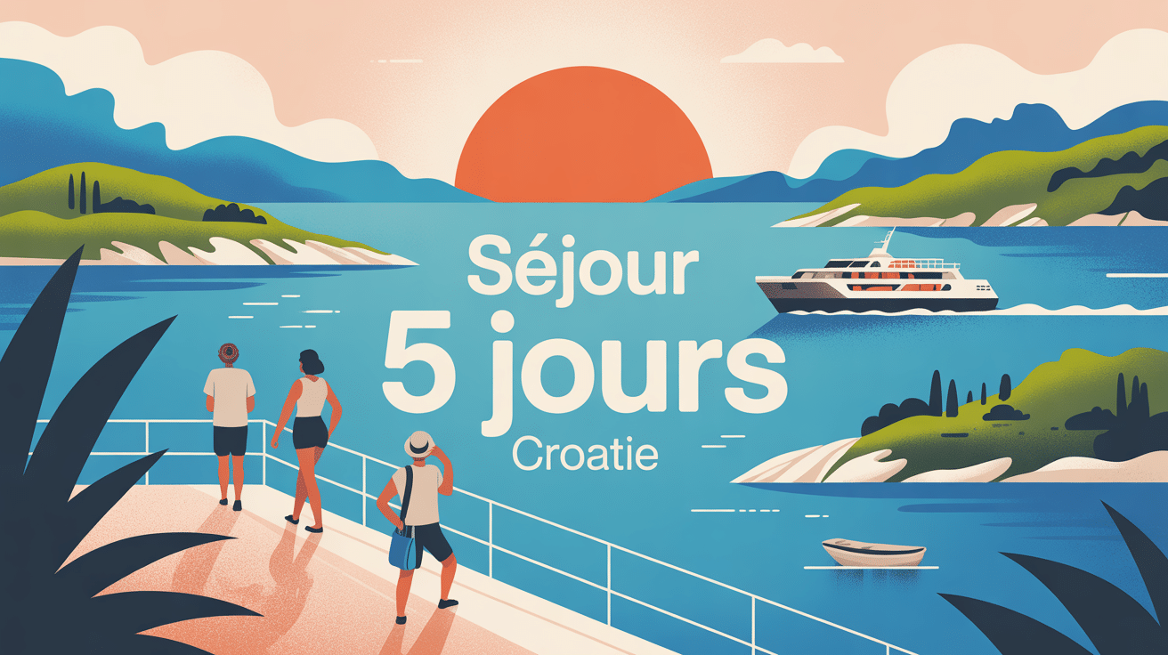 Illustration séjour 5 jours Croatie îles ferry mer Adriatique