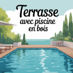 Illustration globale terrasse avec piscine en bois stylisée