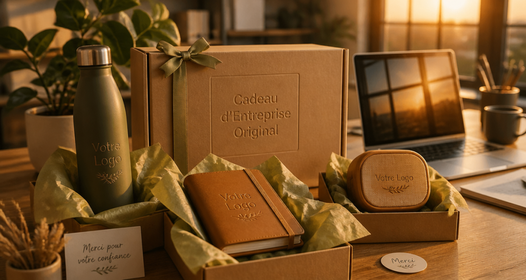 cadeau entreprise original sur table en bureau moderne