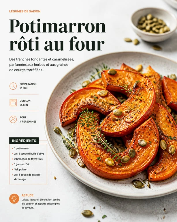 Tranches de potimarron rôties au four pour une recette saine et savoureuse