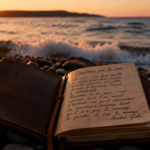 la mer citation carnet sur plage au crépuscule