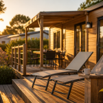 location mobil home à l'année particulier terrasse bois