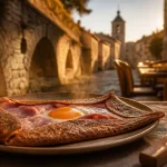 Creperie sommieres : galette au sarrasin devant le pont romain