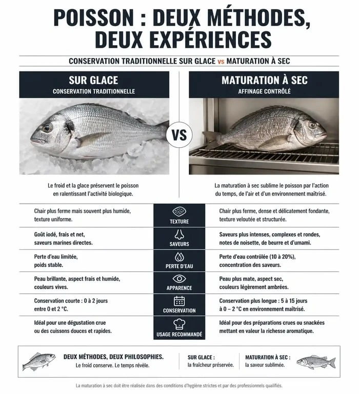 Comparatif entre poissonnerie classique et maturation à la Poissonnerie du Port Vannes