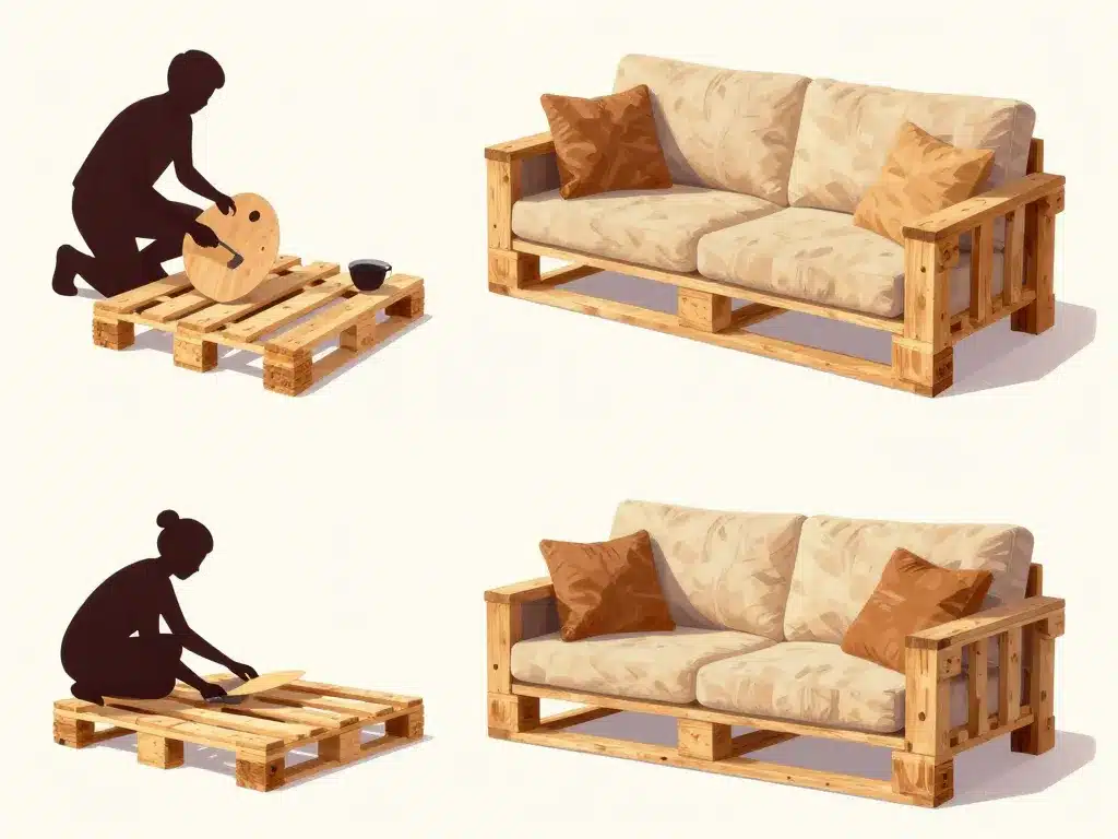 fabriquer canapé en palette étapes meuble fini