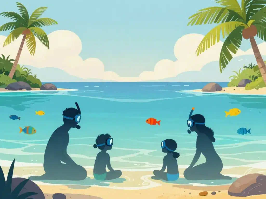 Scène de snorkeling et baignade à la plage de petite anse